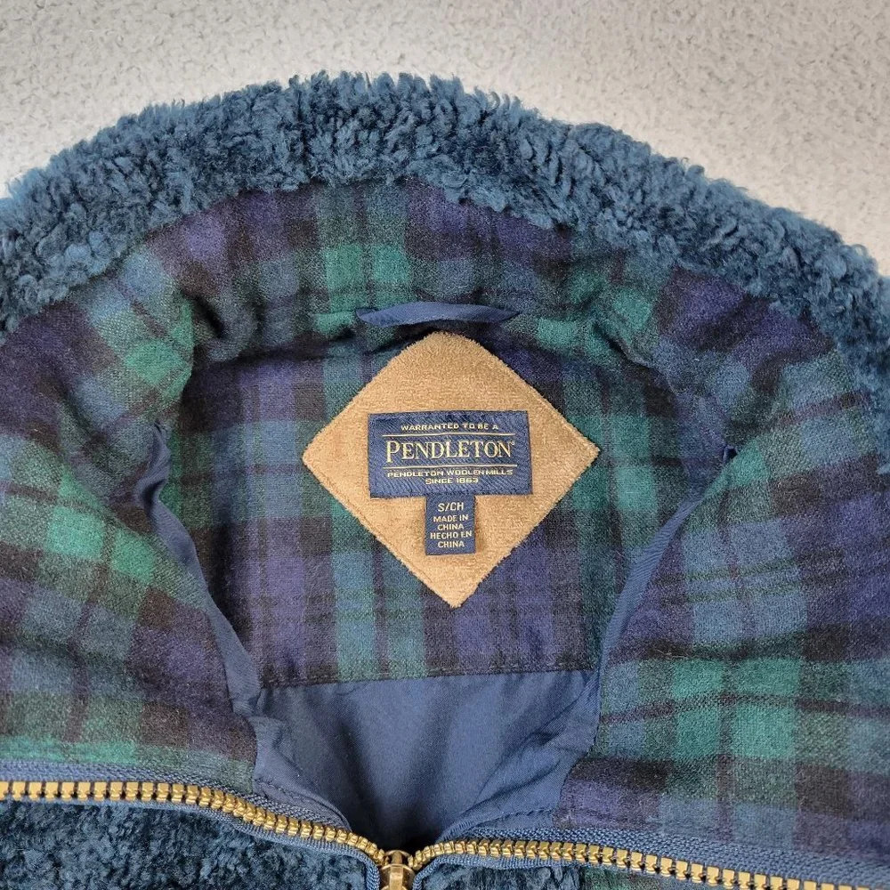 Pendleton Sherpa Full Zip Jacket Women Small Pockets Barn Coat Chore Cottagecore - Picture 6 of 16
